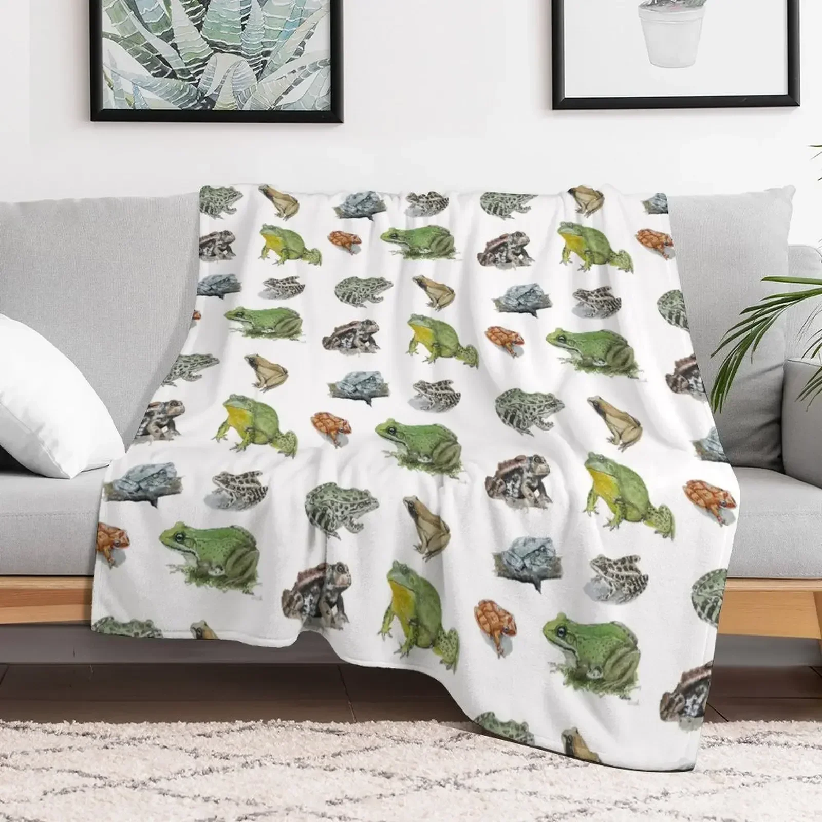 

Watercolor Frogs Throw Blanket Travel Soft Big Blankets Fashion Sofas Thins Blankets For Bed Blankets