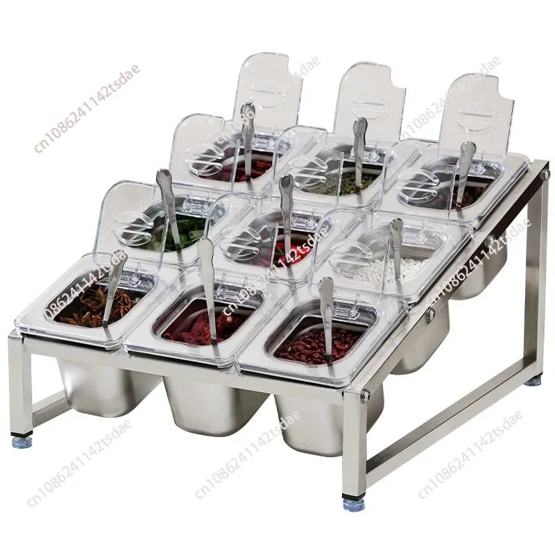 

stainless steel transparent GN pans Visible food Exhibition plate basin tray milk tea shop basin Container Storage box with rack