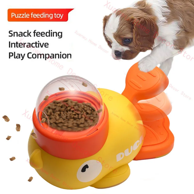 

Interactive Dog Puzzle Feeder Cartoon Duck Anti-slip Pet Feeding Machine Large Capacity Automatic Snack Feeder Toy For Kitten