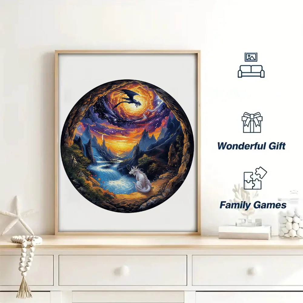 Original Wooden Jigsaw Puzzles - Chameleon, Beautiful Gift Package, Unique Shape Best Gift for Adults and Kids