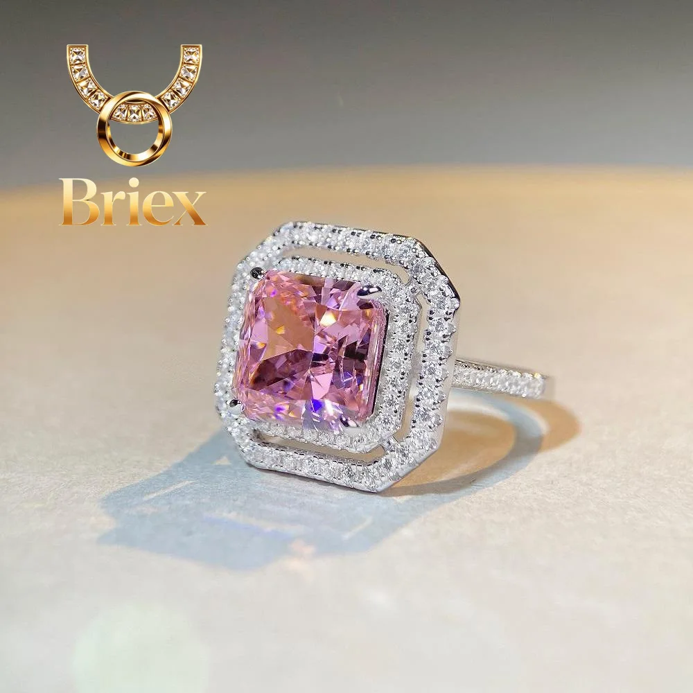 Briex Jewelry Luxury Solid Platinum PT950 5 karat Powder Diamond Ring Women's Moissanite Ring