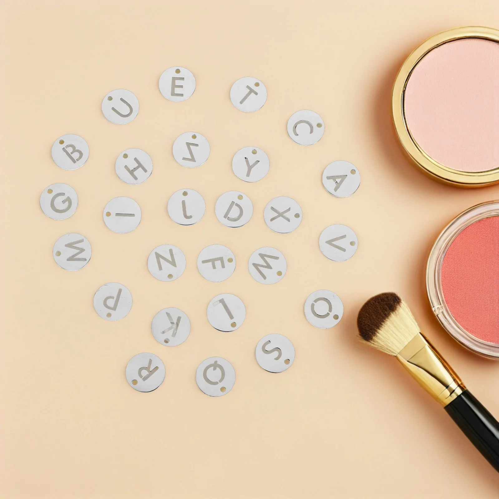 

26Pcs Stainless Round Alphabet Pendant Charms Hollow Letter Tags for DIY Jewelry Making Necklace Bracelet