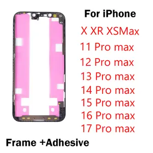 Bilashmart 1 iPhone X XS max 11 12 13 14 15 16 17 Air Mini Pro Max Front Bezel LCD Middle Frame with Adhesive Holder Housing Repair