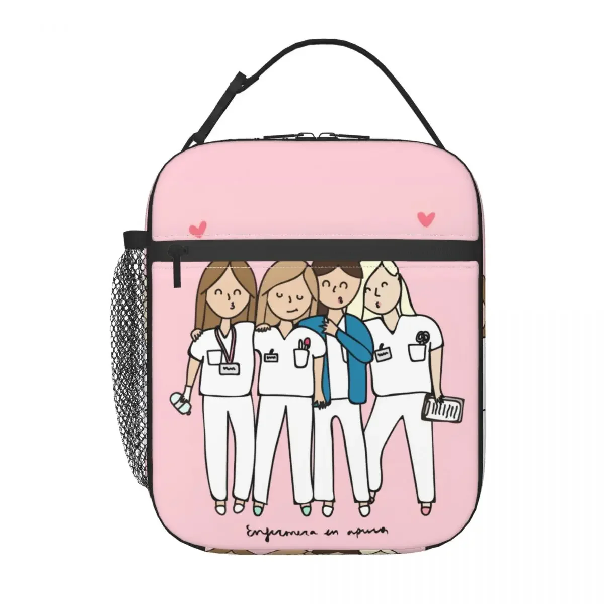 Cartoon Ladies Nurse Doctor Printed Thermal Insulated Lunch Bag Reusable Lunch Tote for Women Kids Multifunction Food Bento Box