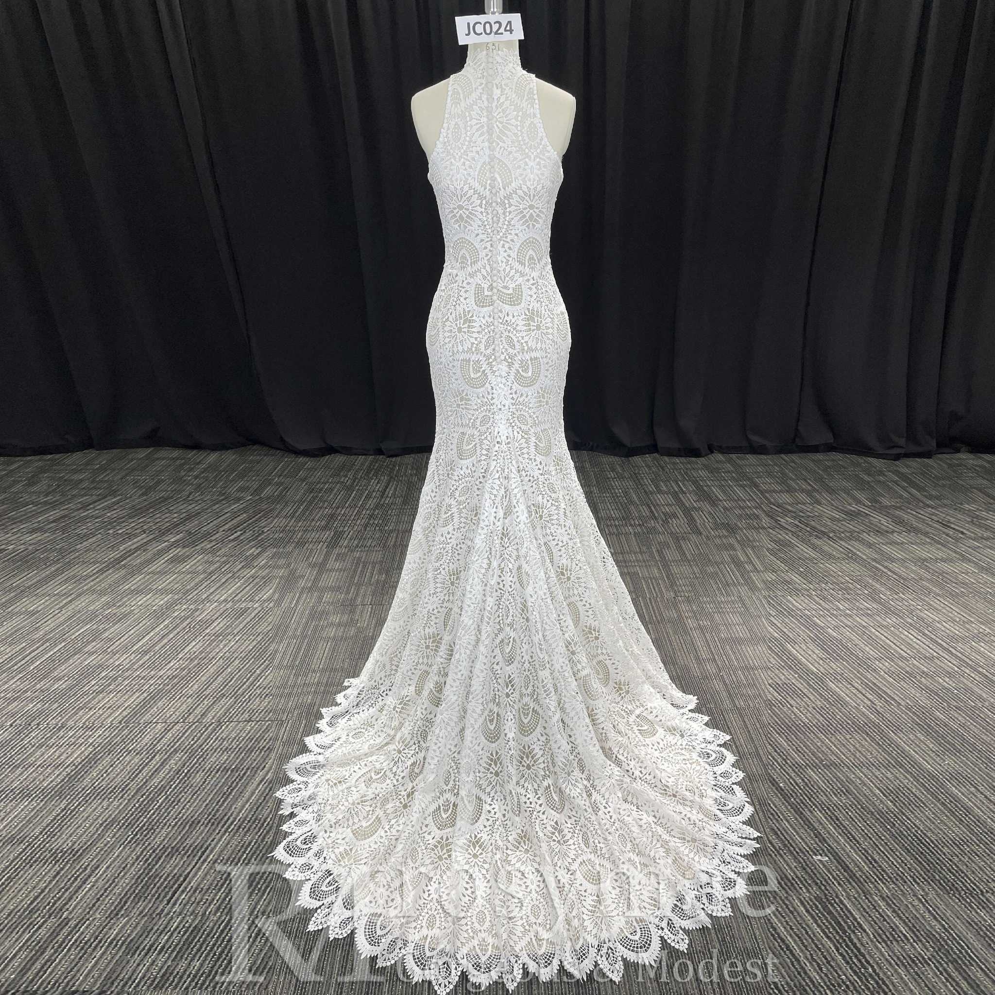 Rosymae Elegant High-Neck Lace Mermaid Wedding Dress Bridal Gown for Brides Свадебные платья
