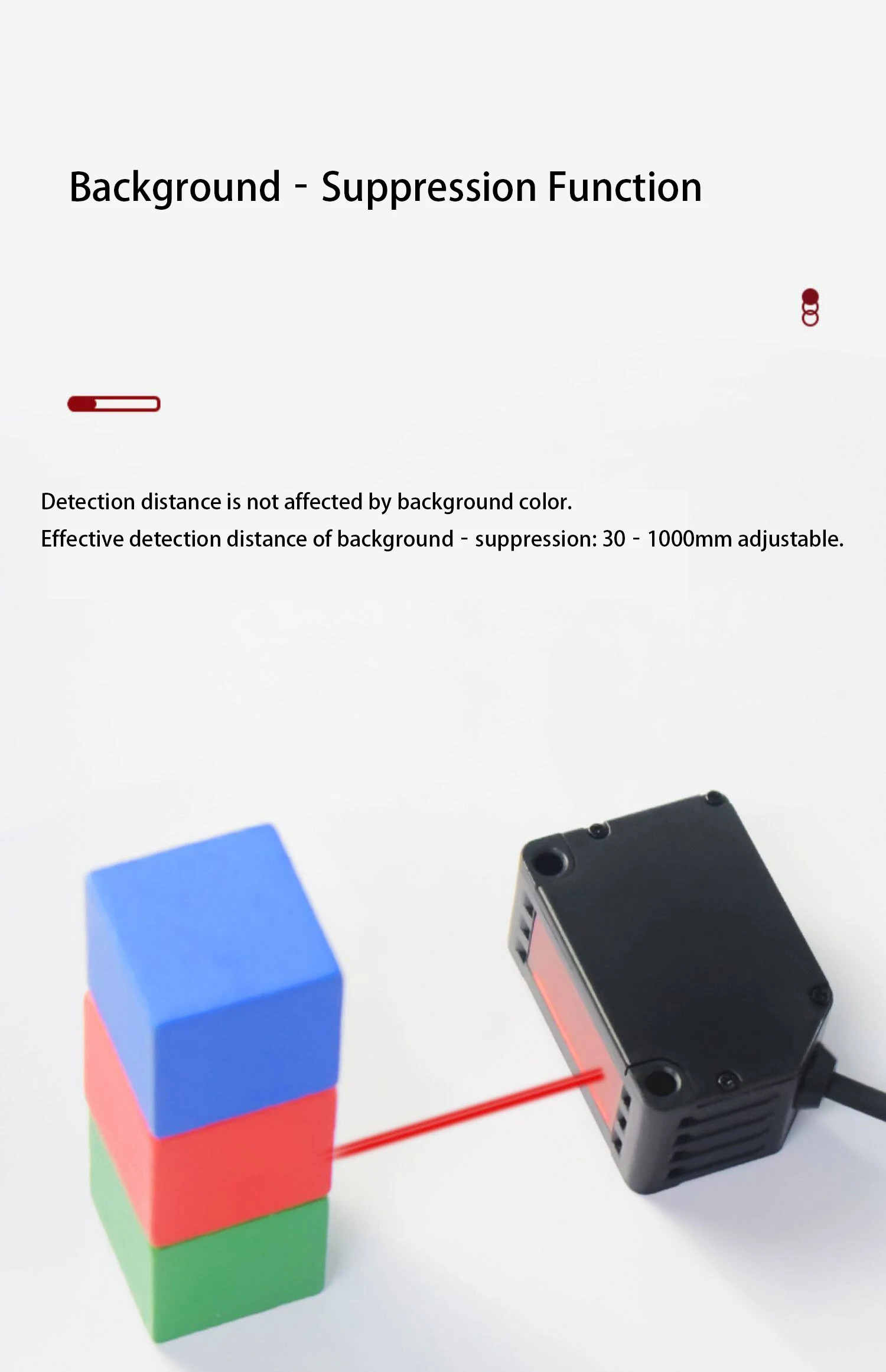 Long‑distance background‑suppression photoelectric switch laser sensor BGS‑G3010NS, black‑white equidistant small red light spot