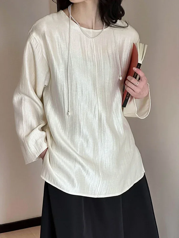 

Шифоновые пуловеры для женщин, офисные женские блузки с круглым вырезом и длинными рукавами, солнцезащитные блузки, новинка лета 2024, 26D8934