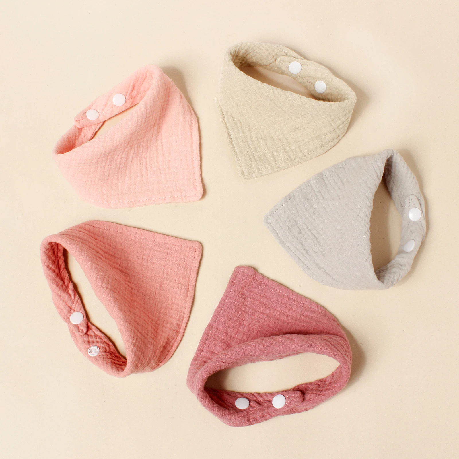 5pcs Triangle Drool Bib Newborn Saliva Towels Cotton Kids Infant Accessory Toddler Bibs Toddler Adjustable Snap Button Drool Bib image 4