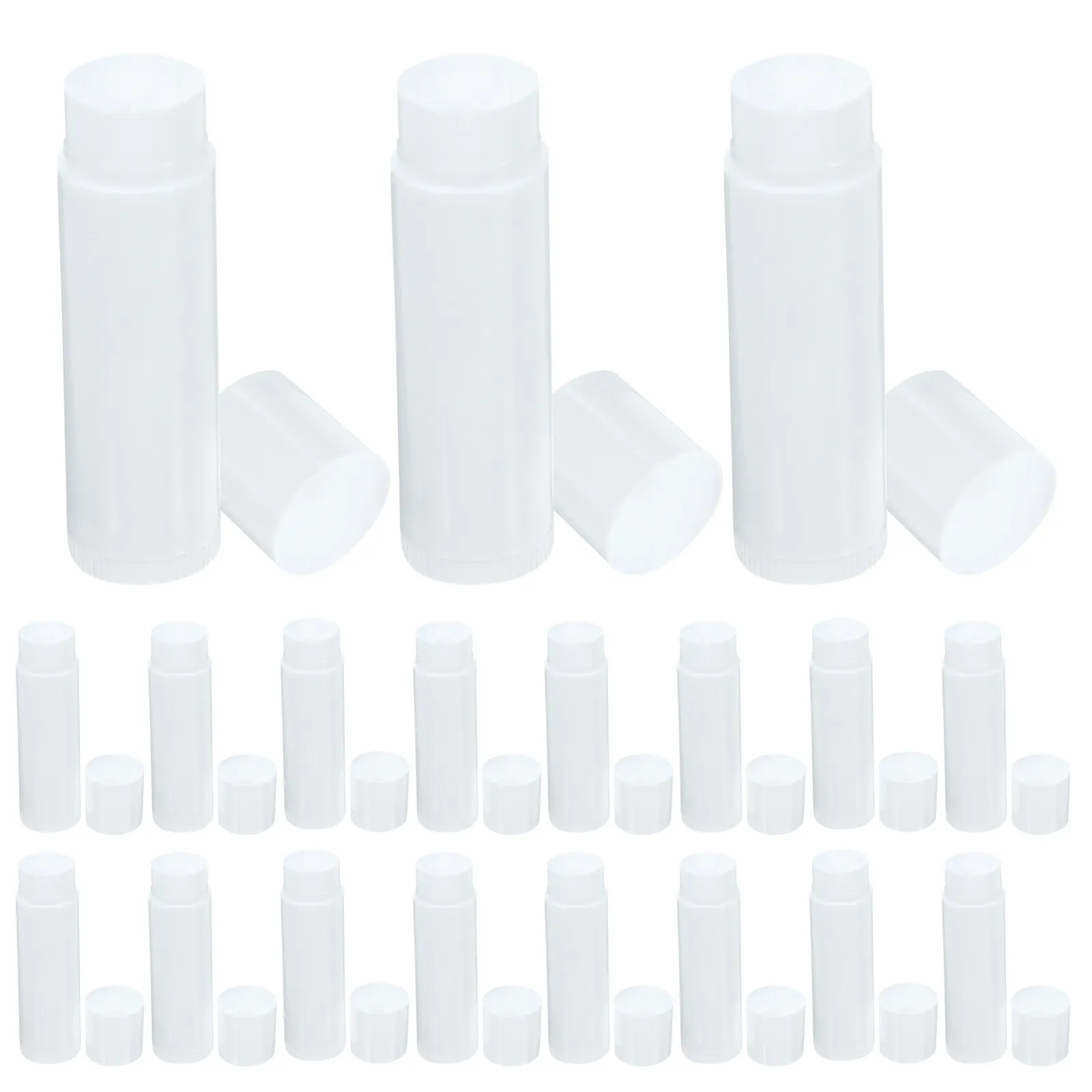 50 stuks lippenbalsem tube met dopjes, natuurlijke polypropyleen dispenser, eenvoudige push-wiel applicatie voor zelfgemaakte wax, transparant