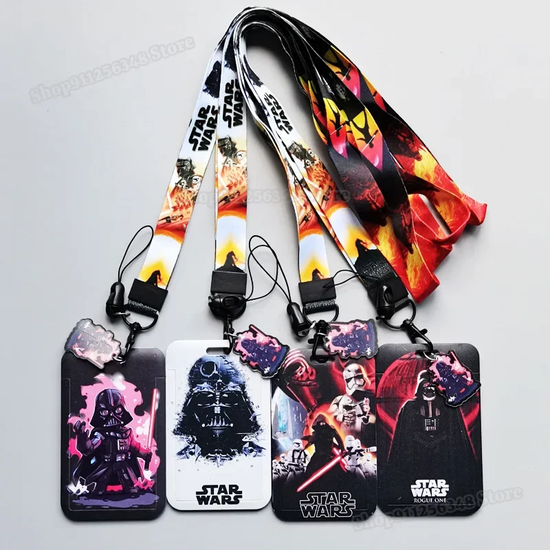 Star Wars ID Card Holders with Long Mobile Phone Lanyard Baby Yoda Mandalorian Cool Work CardHolder ID Badge Cover Name Tag Case