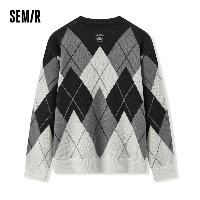 SEMIR-Pull Jacquard Diamant pour Homme, Couleurs Durables, Couple, Nouveaux Abonnés, Hiver, 2024