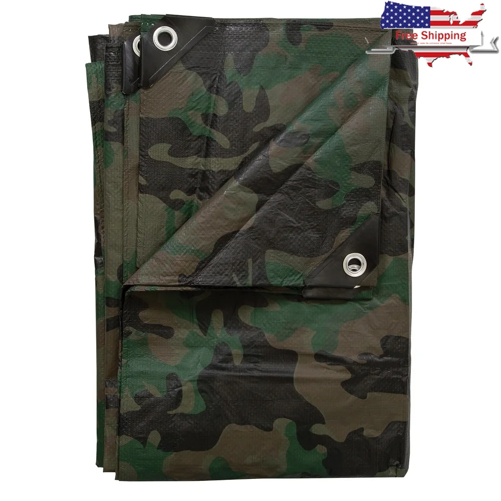 

Durable Camouflage Tarp 5x7 Feet Waterproof Heavy-Duty Rip-Stop with Reinforced Corners Grommets Camping Garage Outdoor Use