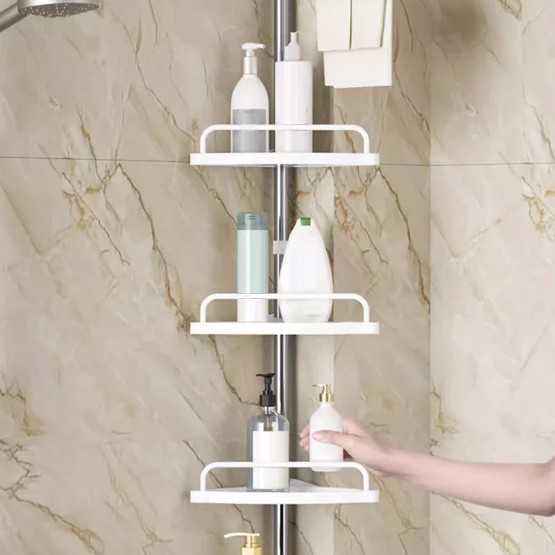 Caddie de douche télescopique réglable en acier inoxydable, organisateur de salle de bain du sol au plafond, accessoires antirouille et peu encombrants