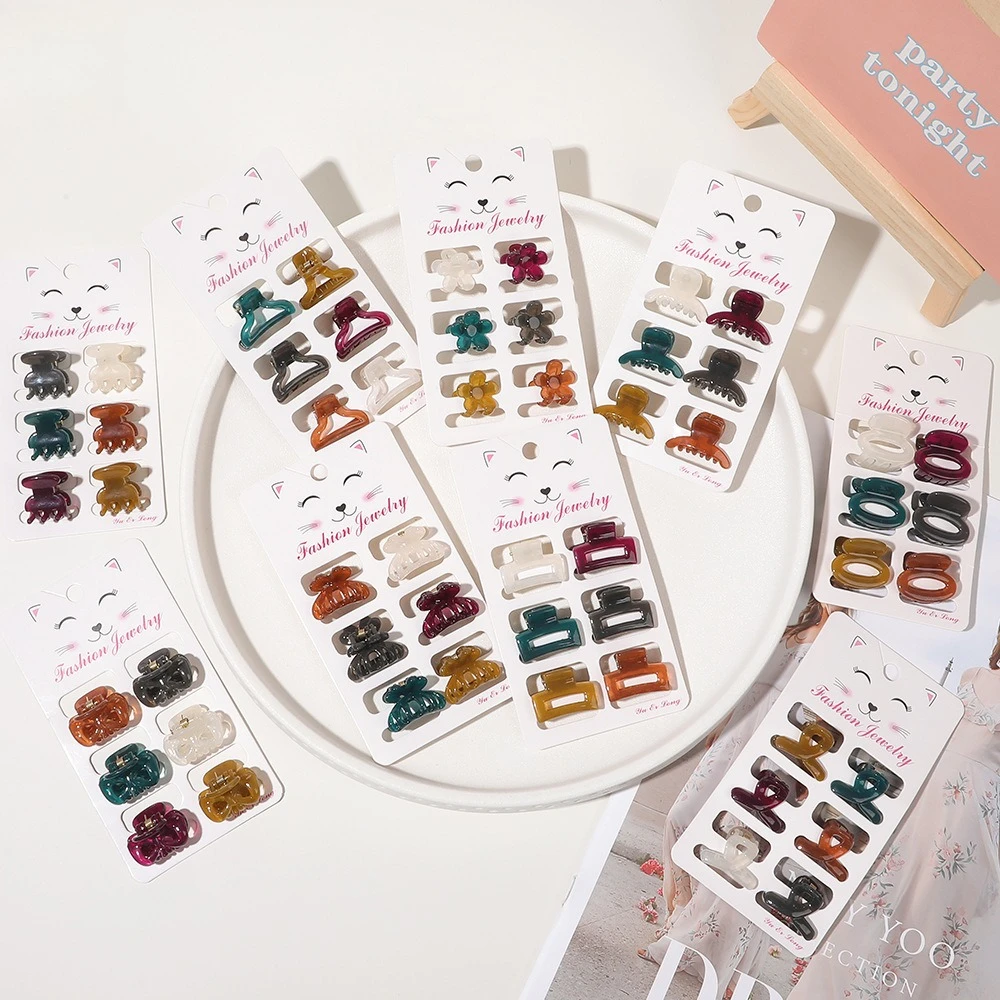 6PCS Mini Hair Claw Clips Pack for Women Girl Cute Hair Accessories Creaseless Styling for Bangs Tiny Hair Styling