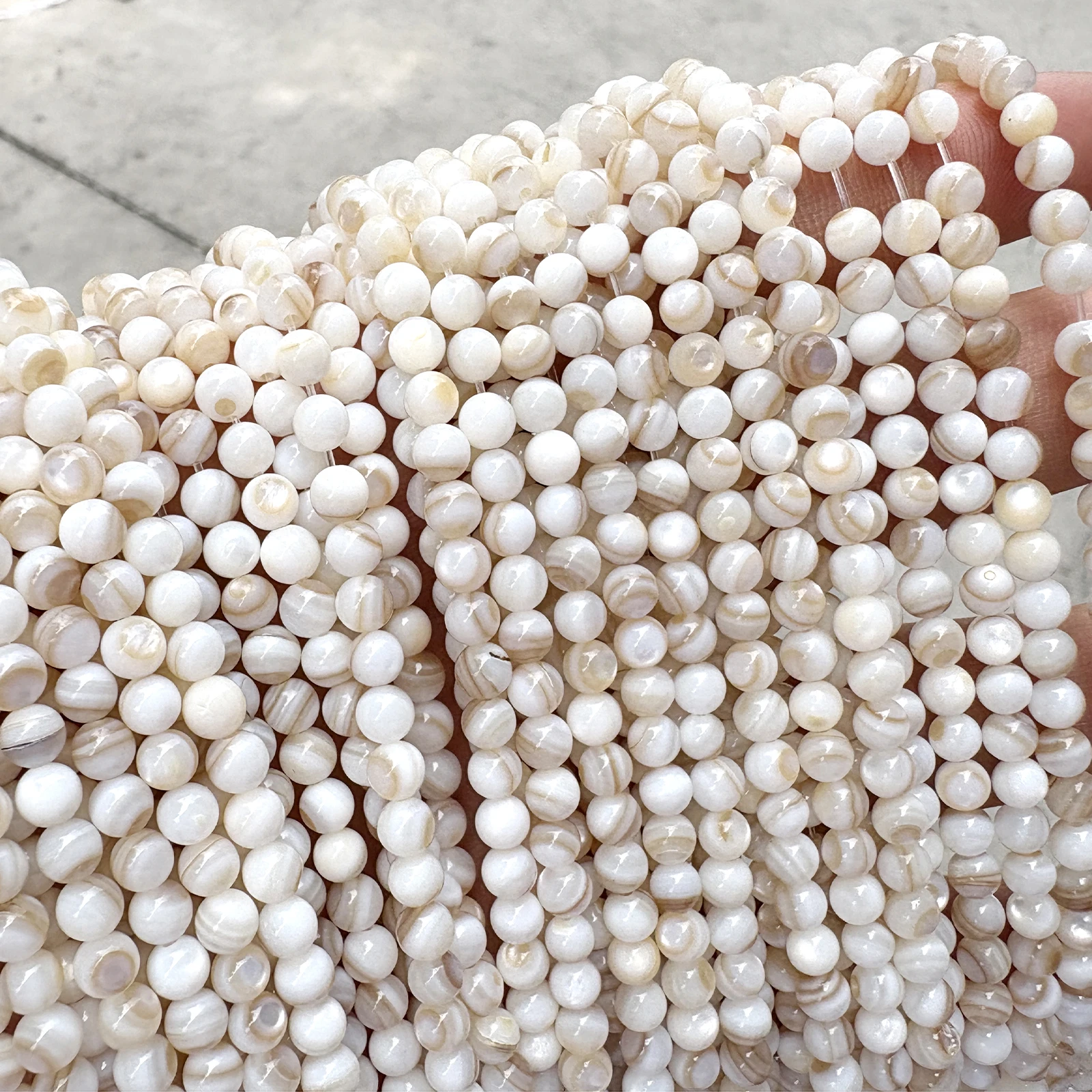 Natural Shell Brown Lace Mother of Pearl Round Loose Beads 15" Strand2 3 4 6MM Pick Size for Jewelry Making Bracelet Necklace image 4