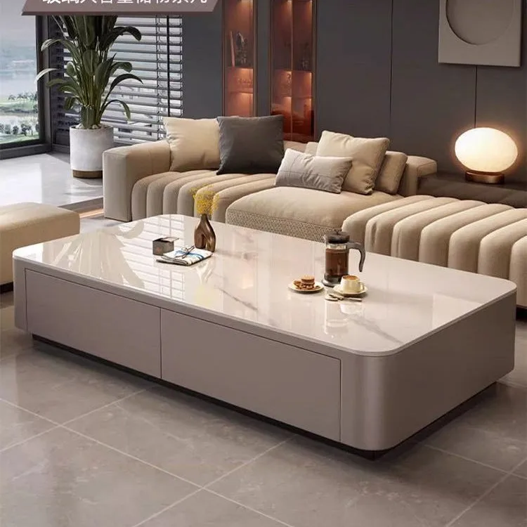 Soft-wrapped coffee table, living room, home 2025 new light luxury cream-style high-end floor-standing coffee table