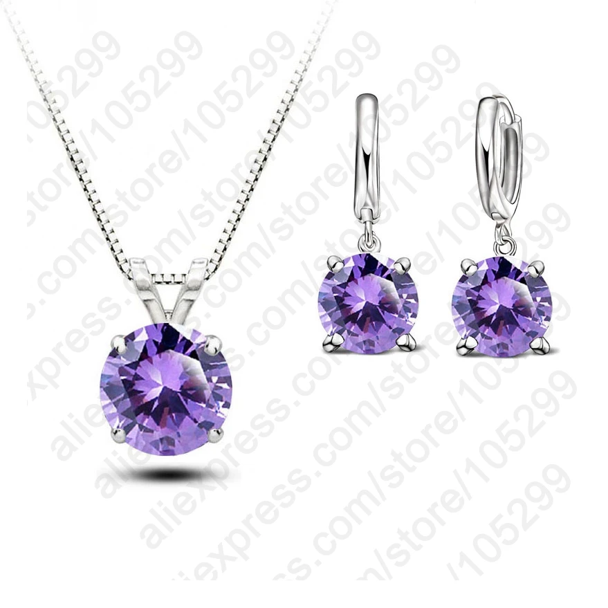 Wholesale Price Simple Round Cubic Zirconia 925 Sterling Silver Jewelry Set For Women Wedding Daily Decorations