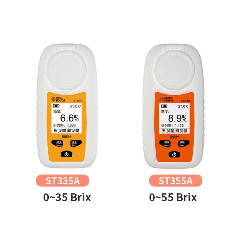 ST335A Digitales Zucker-Brix-Refraktometer, Brix-Messgerät, automatischer Temperaturkompensationsbereich 0–35 % für Obst, Saft, Getränke