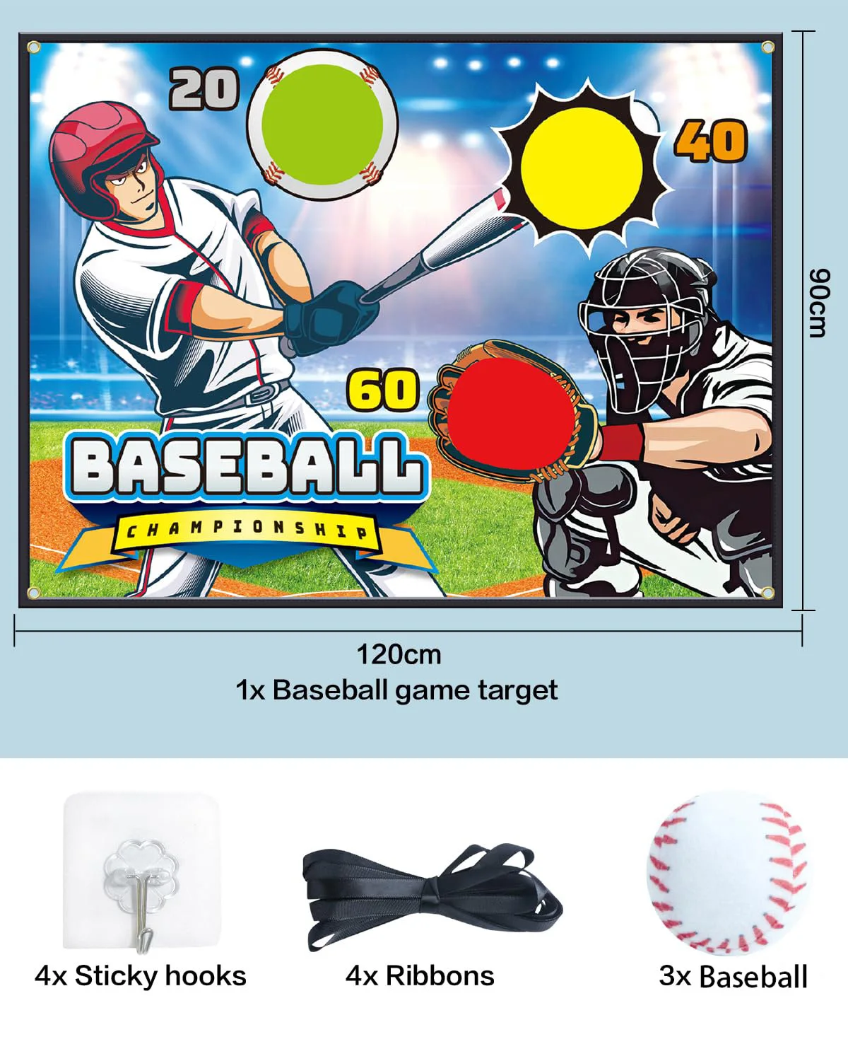 Baseball Game Mat Set Outdoor Indoor Baseball Training Game with Adhesive Balls Multiplayer Sports Baseball Toys Kids Gift