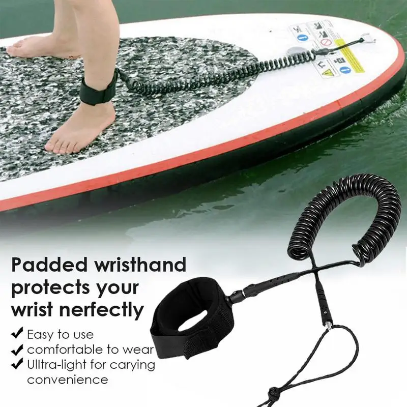 

10ft Coiled Surfboard Leash Surfing Stand UP Paddle Board Ankle Leash Sups Board Foot Leg Rope Surfboard Raft Kayak Rope