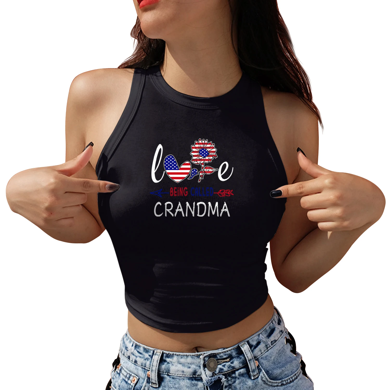 

Zawaland Women Clothing Vest Independence Printed Day Crop Top 2024 Summer Holiday Beach Sexy Sleeveless Tank Tops Female