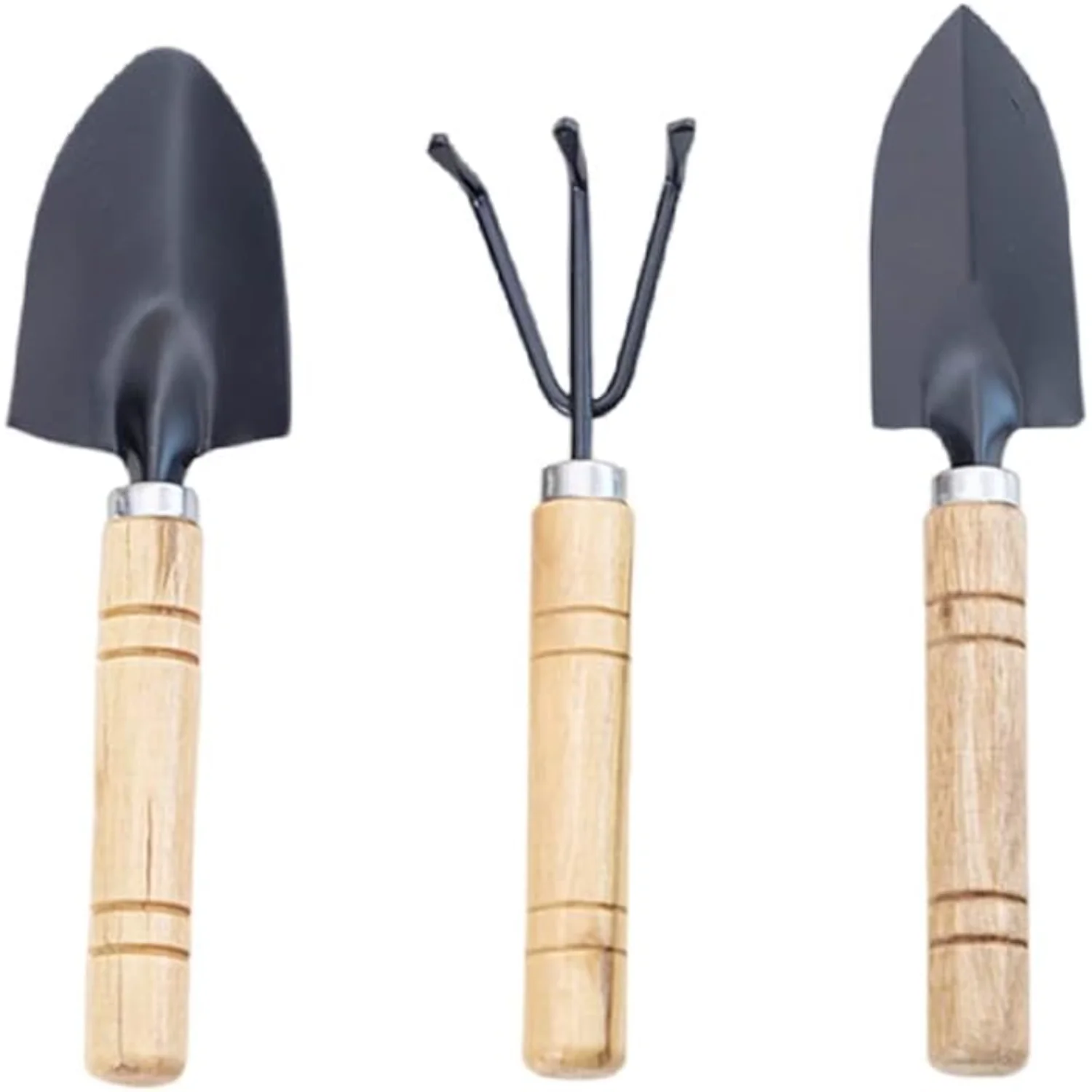 

Three-piece Gardening Tools Set Wooden Handle Shovel Rake Large Garden Tools