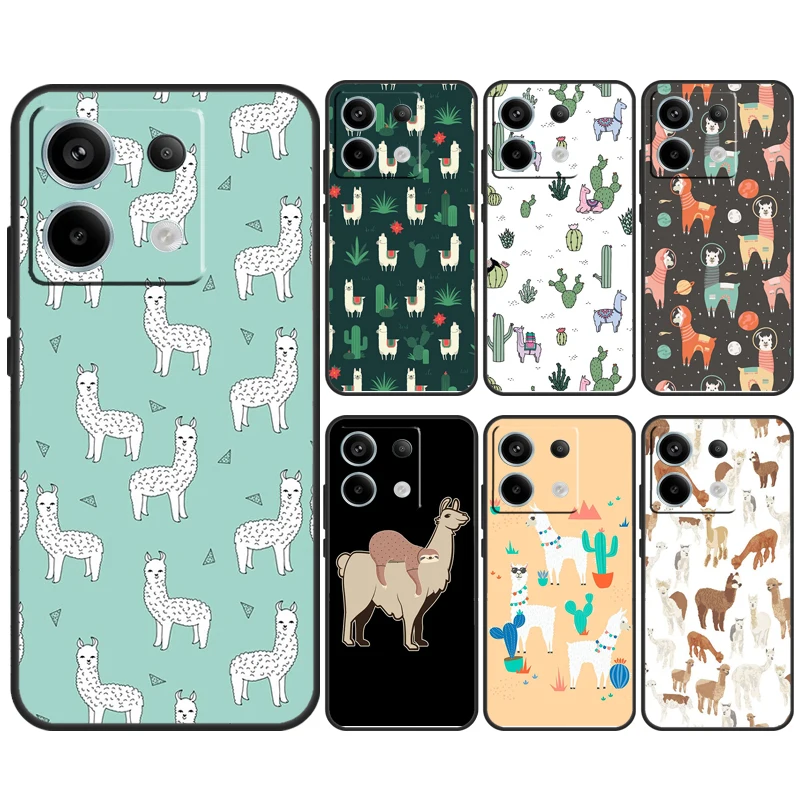 Llama Alpaca Pattern Case For Xiaomi Redmi Note 13 Pro 12 11 8 9 10 Redmi Note 12S 11S 10S 9S 10C 12C 13C Cover