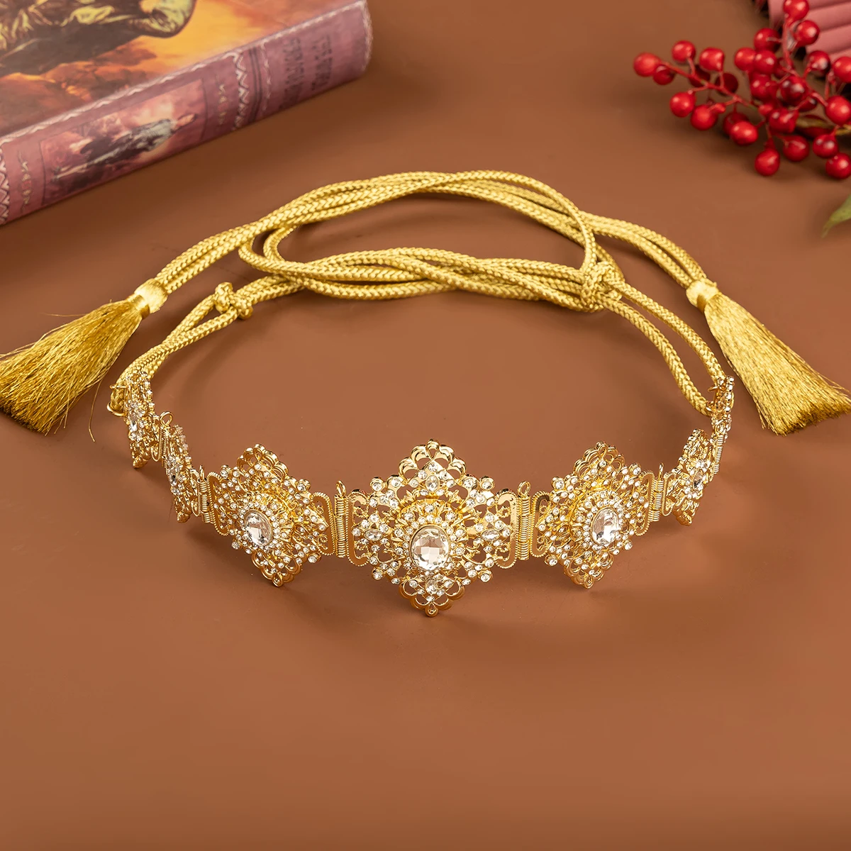 

Bridal Waist Chain Pattern Carved Gold Moroccan Abaya Belt Ladies Wedding Dress Body Chain Jewelry Rope Chain