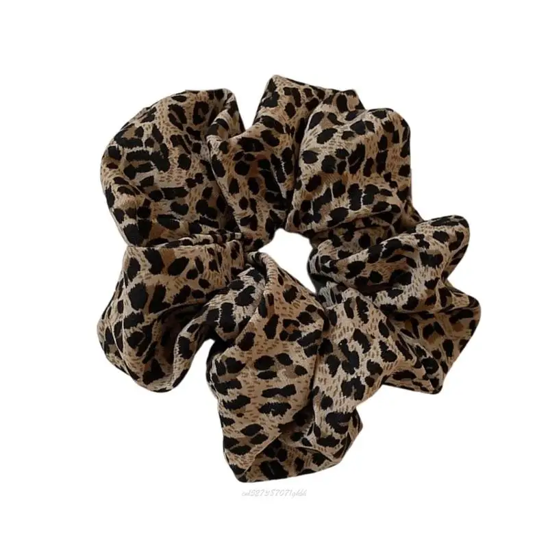 

X5XA Elegant Leopard Print Scrunchies For Women Girl Daily Wear Ponytail Holder Hair Styling Accessories For Fine Hair 2PCS