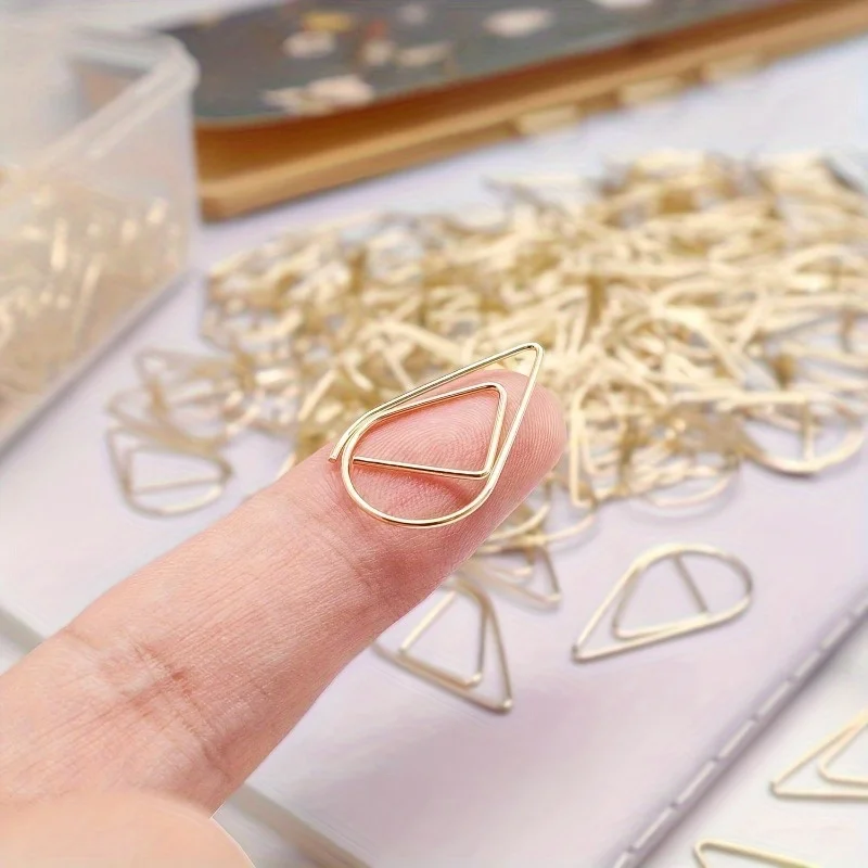 Simple Water Drop Shape Paper Clip Cute Metal Bookmark Crank Pin Office Supplies Journal Decoration