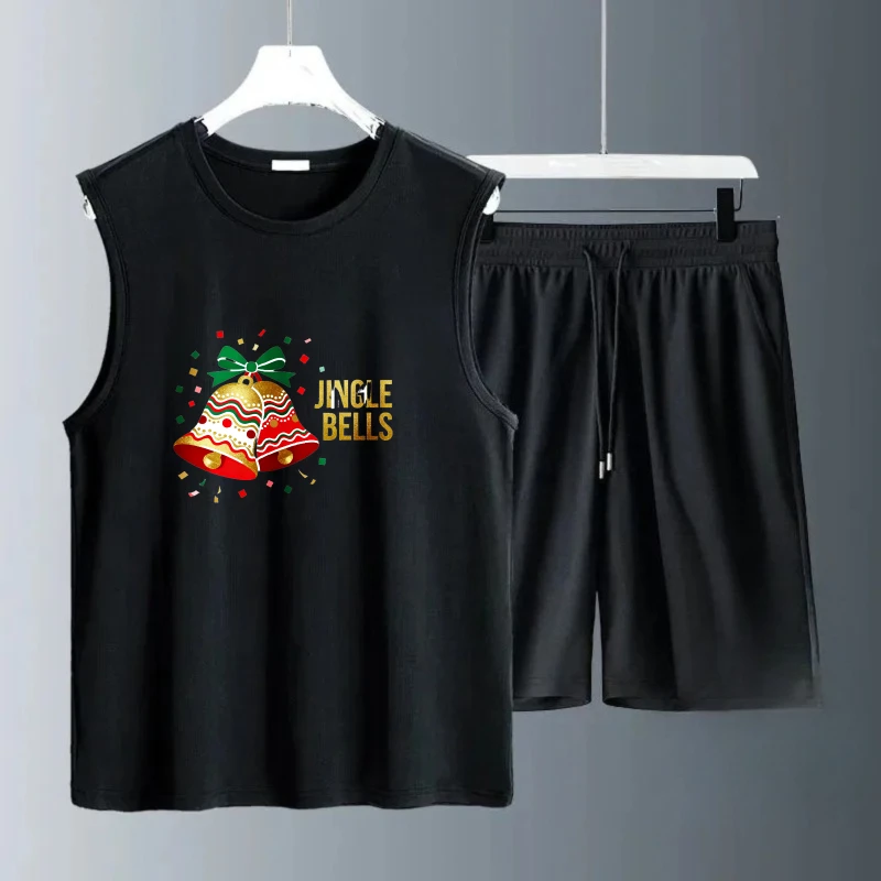 أطقم علوية بدون أكمام للرجال موضة كم قصير + شورت طقم سويت شيرت رجالي جديد أطقم رجالية بوليستر Summe بدلات رجالية قابلة للتنفس