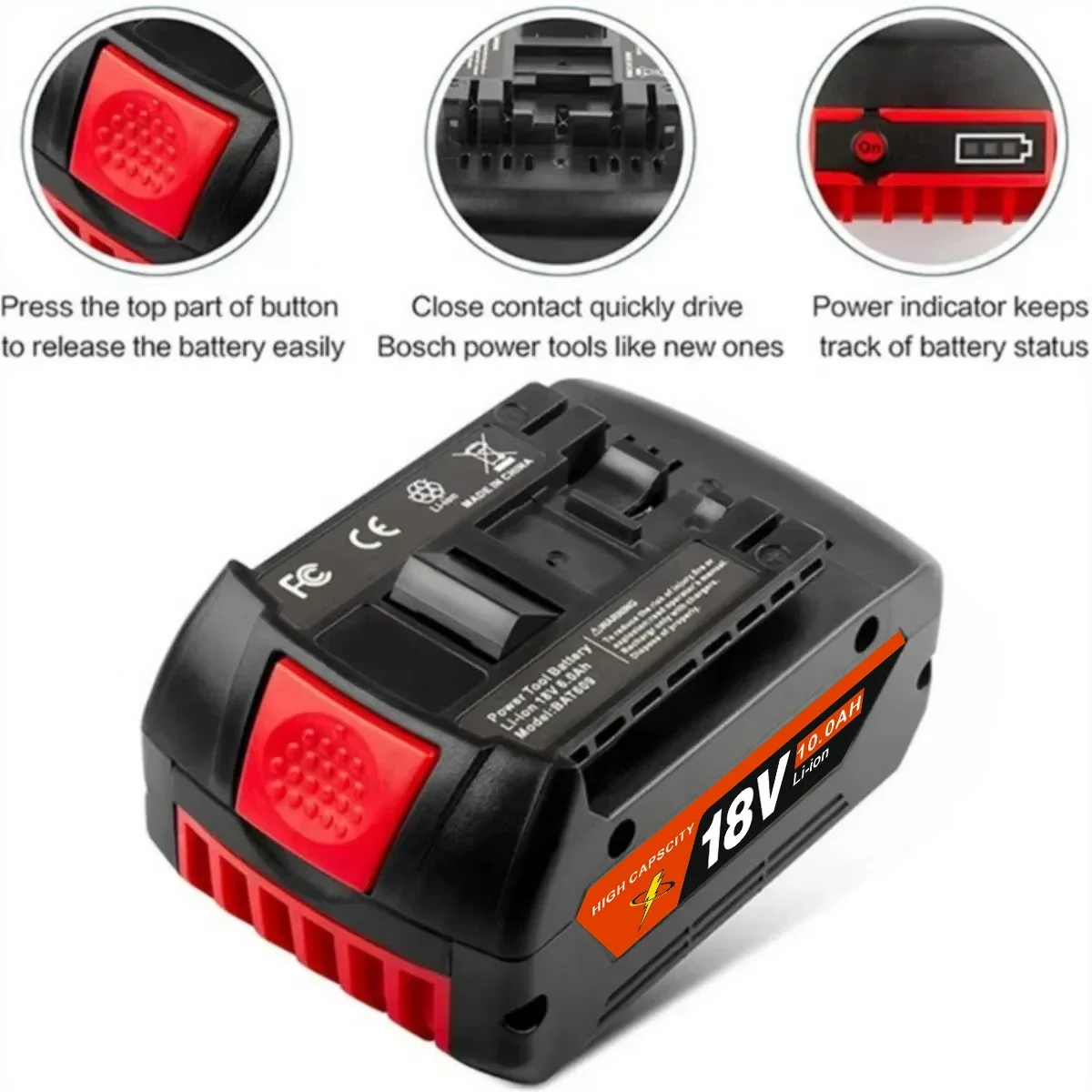 18V 8,0Ah Li-ion akumulátor pro Bosch 18V Professional Series vrtačku, rázový utahovák, kladivo, brusku, náhradní elektrické nářadí - náhled 5