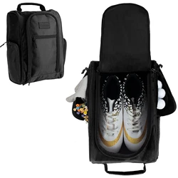 Ventilated Golf Shoe Bag Men Women Padded Travel Shoe Bag Sport Shoe Carrier Bags with Side Accessory Pockets for Socks,