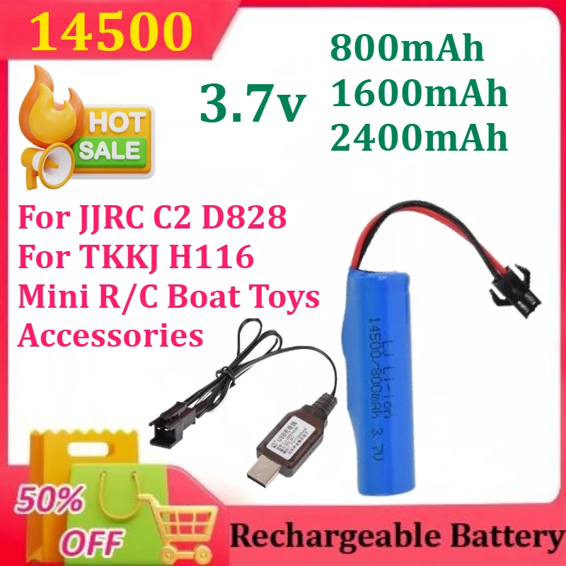 

3.7V 1600mAh 14500 battery For JJRC C2 D828 RC Stunt Car Parts Lipo Battery for TKKJ H116 Mini R/C Boat Toys Accessories