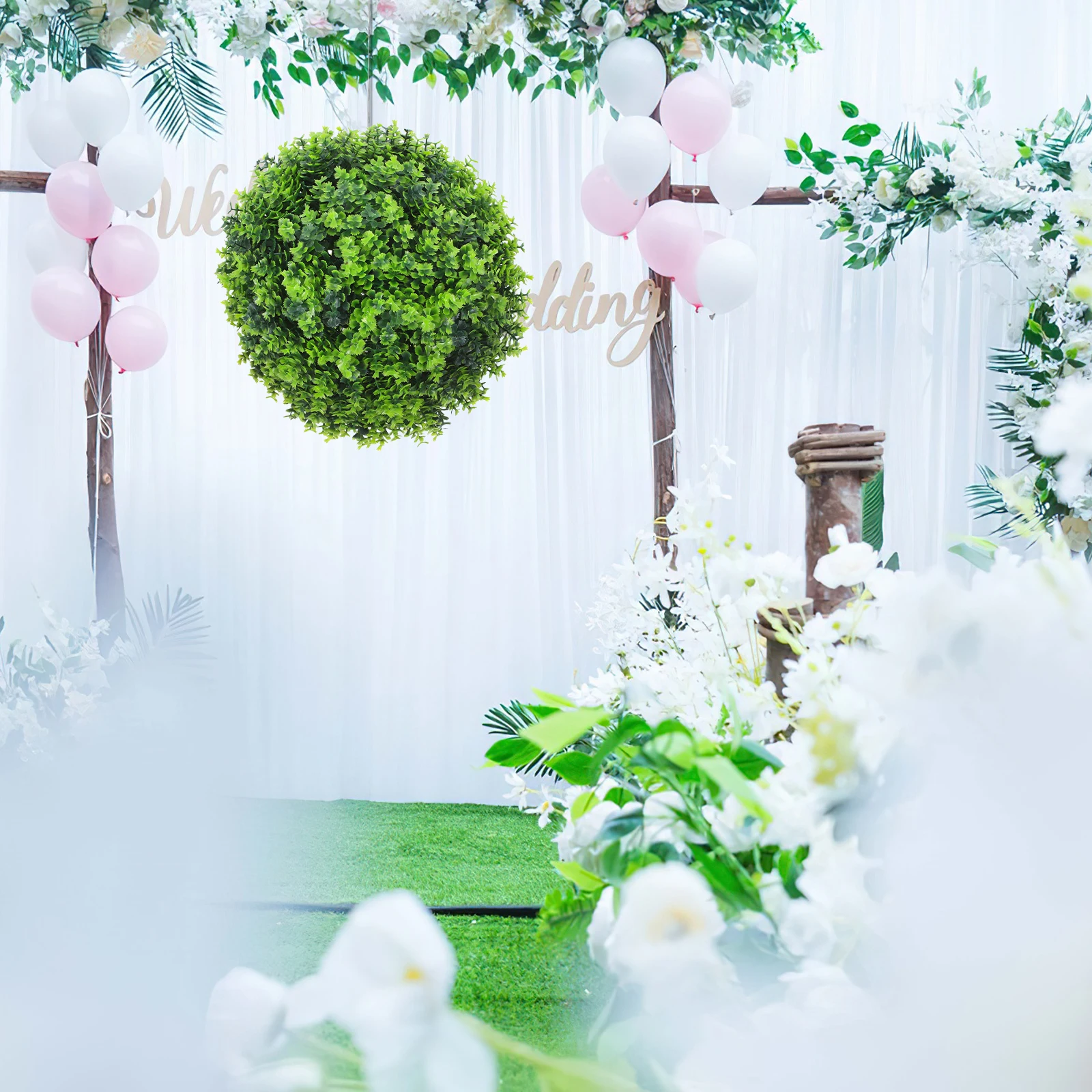 

Artificial Grass Ball Topiary Plant Decorative Plants Balls Garden Spheres for Bowls Ceiling Pendant