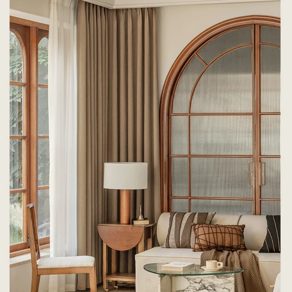 Chenille Curtains for Bedroom and Living room Customize Size Thermal Insulated Drapery Noise Reduction Room Darkening  Curtians