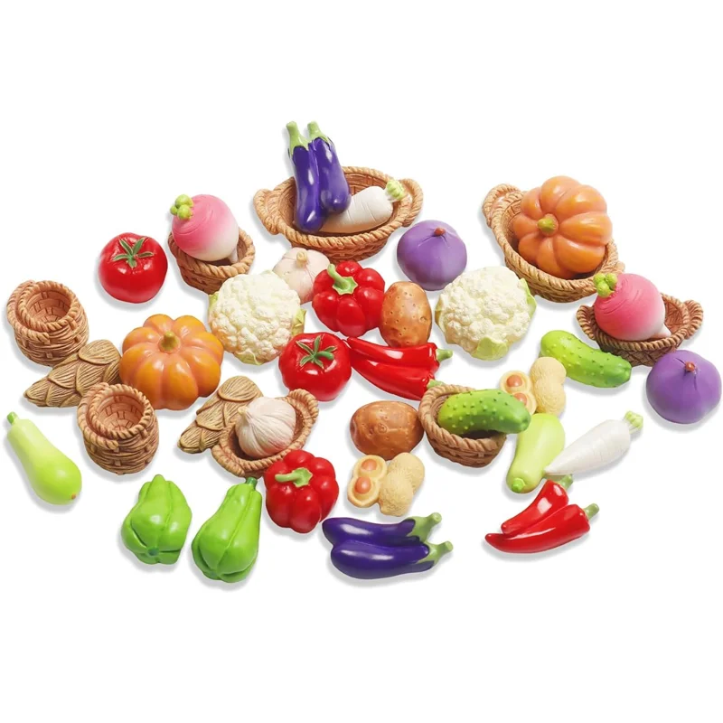 10/20 Pcs Random Mixed Miniature Food Mini Vegetables Baskets Figurines, Micro Landscape DIY Craft Project Home Decoration
