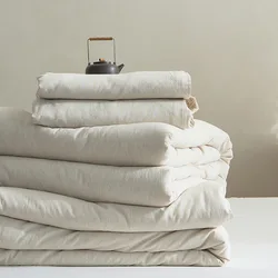 Couple Bed Quilt Summer Plain Solid Cotton Linen Soybean Protein Quilt Comforter Double Bed King Size Quilts Duvets Blankets