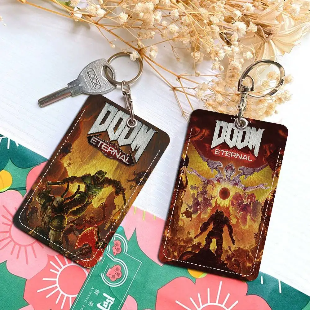 حامل بطاقة الوصول من البولي يوريثان على الطراز الكلاسيكي D-Doom E-Eternal مع سلسلة مفاتيح - حماية تنفيذية لبطاقة البنك والمترو الأنفاق وبطاقة الحافلة #4