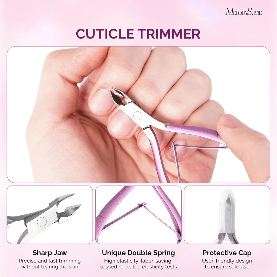 アクリルネイルクリッパー4 in 1セット 調整可能なステンレス製ネイルクリッパー アクリルネイルチップ用 プロ用キューティクルニッパーカッターC