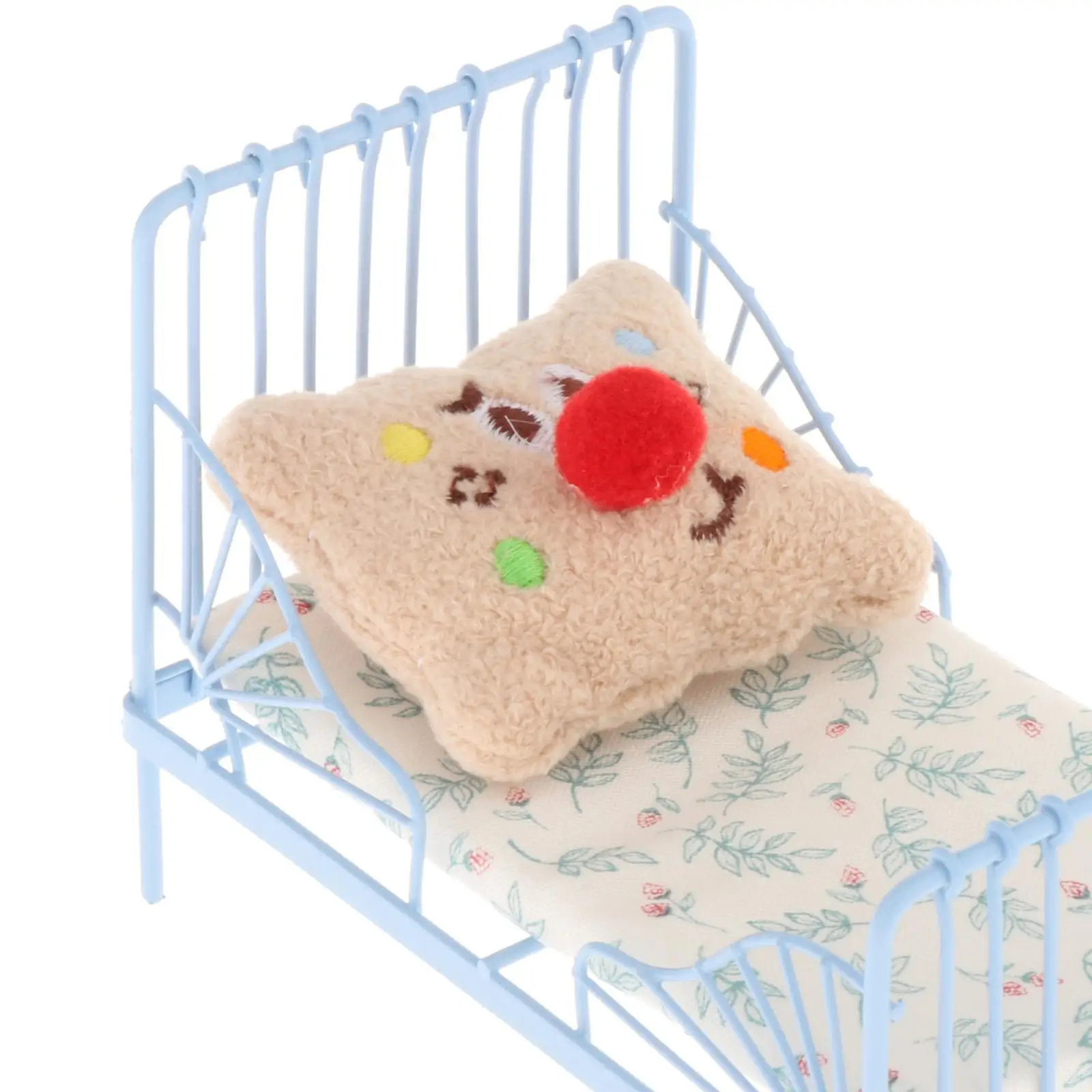 Cama em miniatura para casa de bonecas 1:12, cama em miniatura para casa de bonecas, móveis para casa de bonecas em miniatura com ramo de flores,