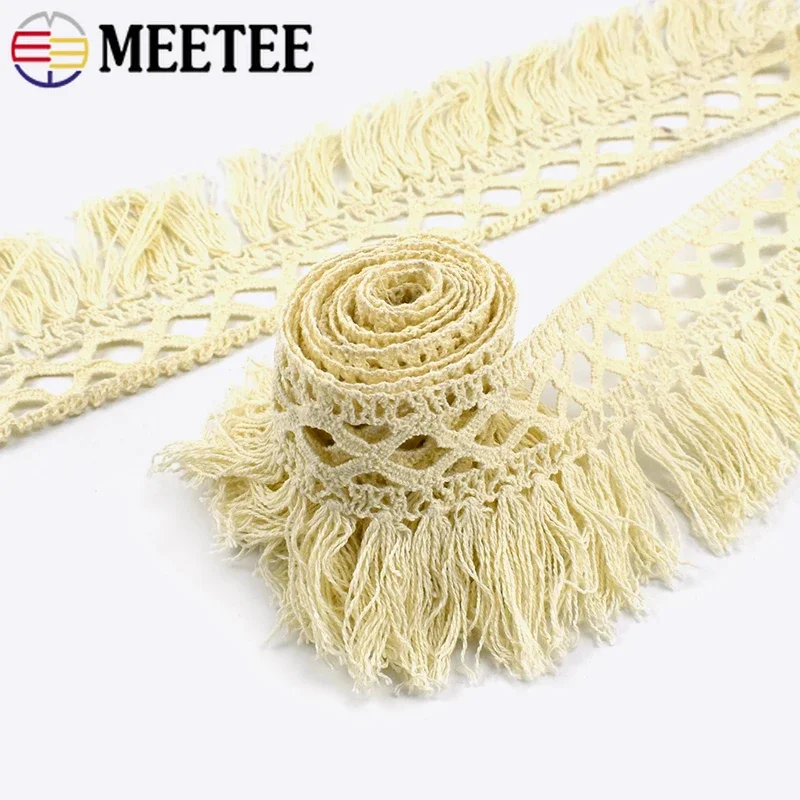 5/10/20Meters Meetee 6.5cm Cotton Tassel Lace Trim Fabric Fringe Ribbon Handmade Hometextile Garment Skirt Sewing Material