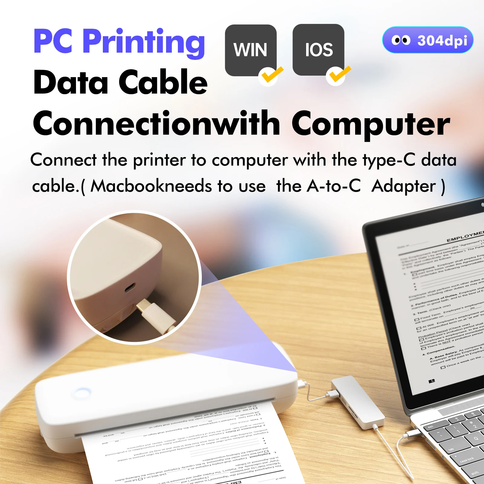 L81 A4 Thermal Printer Portable Printers Wireless Multi Size Versatile Mobile Thermal Printer 304DPI Study Office Work Tools