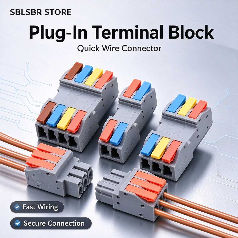 10pcs Solderless Quick Wire Connector, 2/3/4/5 Poles Dual Side Plug-in Terminal Block, Copper Conductors, 32A 250V