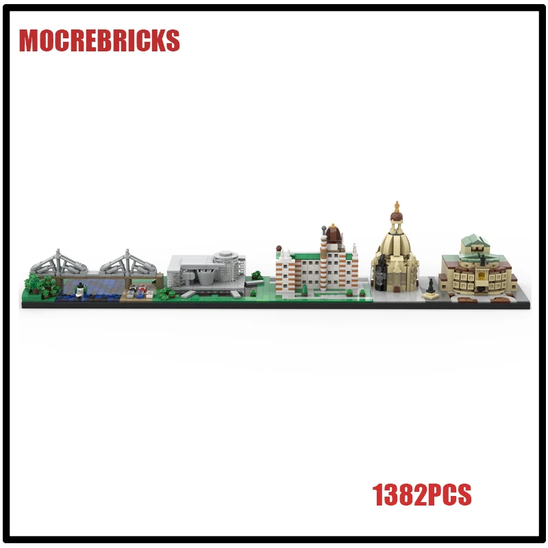 1382PCS Famous Urban Street View Architecture Dresden Skyline Bricks Model Sets MOC Building Blocks Kids DIY Puzzle Toys Display