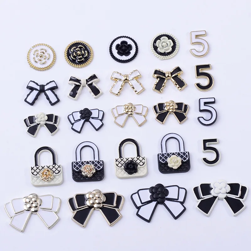 

Vintage Jewelry Making Accessories 20pcs Enamel Painted Bow Lock Rose Metal Embellishments Buttons for Women Handmade Crafts