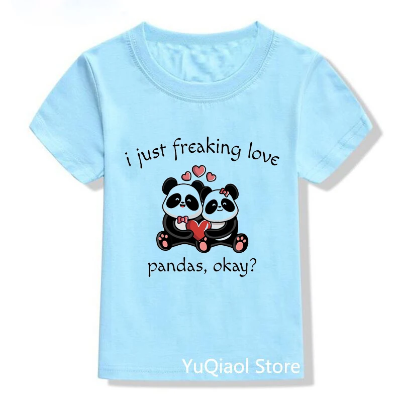 New Funny Lazy Panda Animal Print Tshirt  Boys T Shirts Summer Children Blue Short Sleeve Top Cute Panda Lover Gift Tees