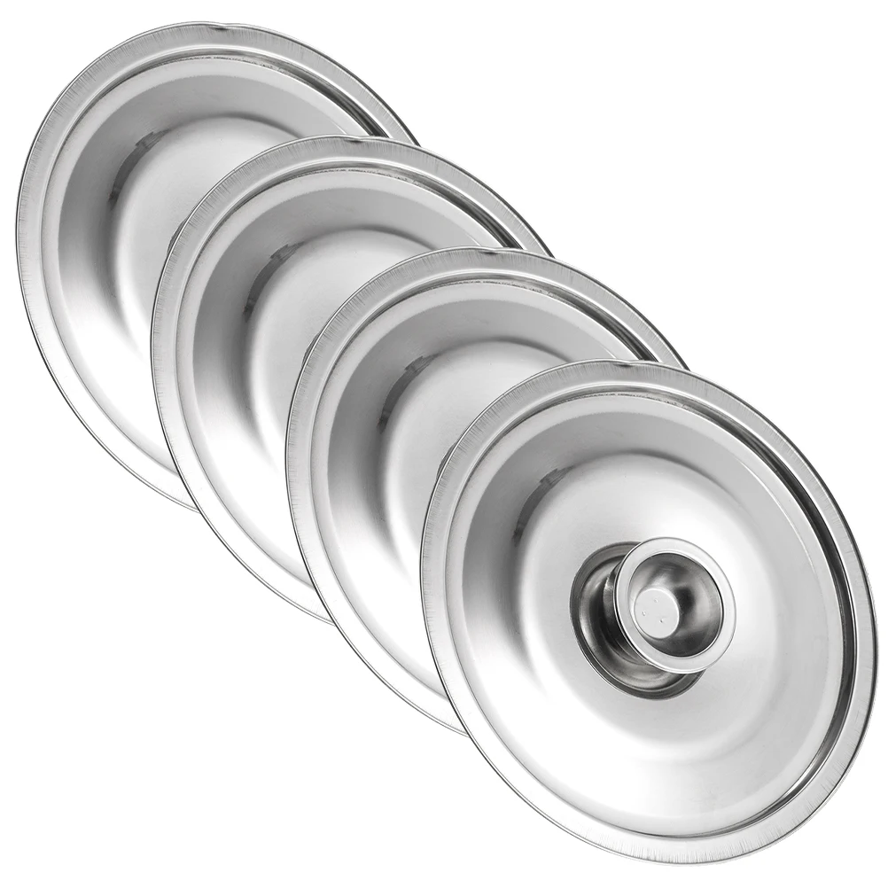 

4 Pcs Cylinder Head Universal Pot Lid Jam Covers Metal Lids Stainless Steel Oil Seasoning