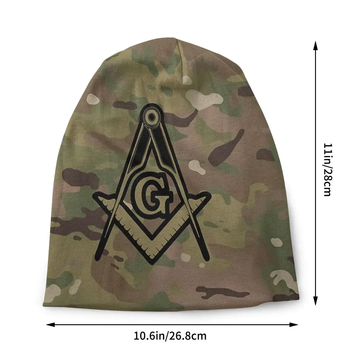 Freemason Gold Square Compass Unisex Bonnet Winter Warm Cycling Hats Double Layer Thin Hat Breathable Caps