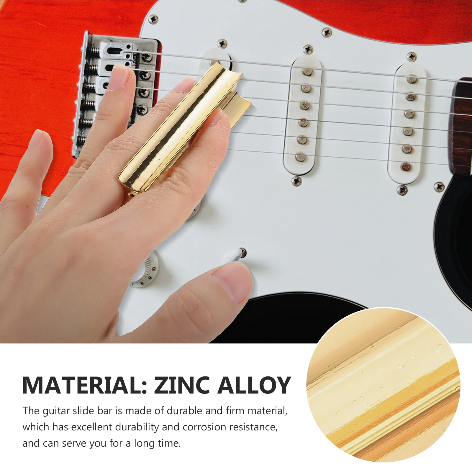 Guitar Slide Bar Zinc Alloy Metal Sturdy Corrosion Resistant Tone Bar For Professional Guitarists Small Light Golden Bass Slide